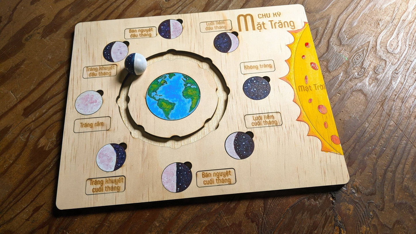 Moon Phases Wooden Puzzle | Trò Chơi Ghép Hình Chu Kỳ Mặt Trăng