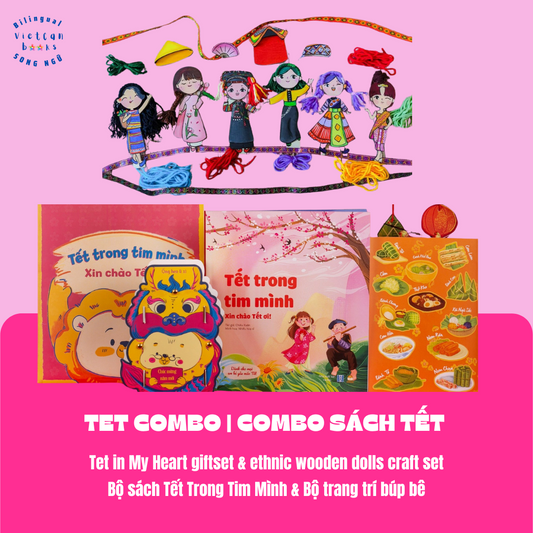 Tet In My Heart Giftset & Ethnic Wooden Dolls Craft Set Combo | Combo Bộ Sách Tết Trong Tim Mình & Bộ Trang Trí Búp Bê