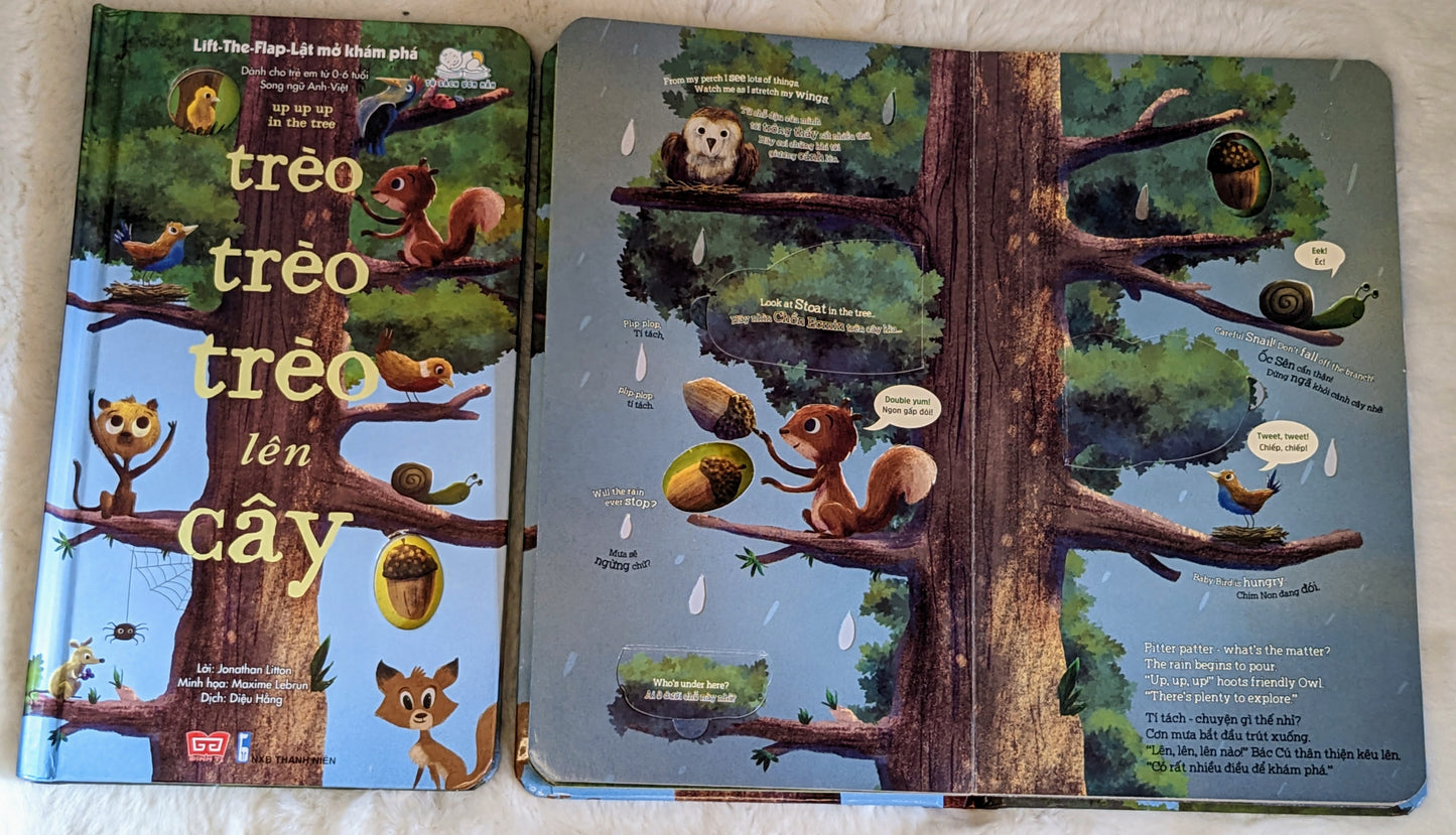 Bilingual Up Up Up In The Tree - Lift-the-flap | Trèo Trèo Trèo Lên Cây - song ngữ