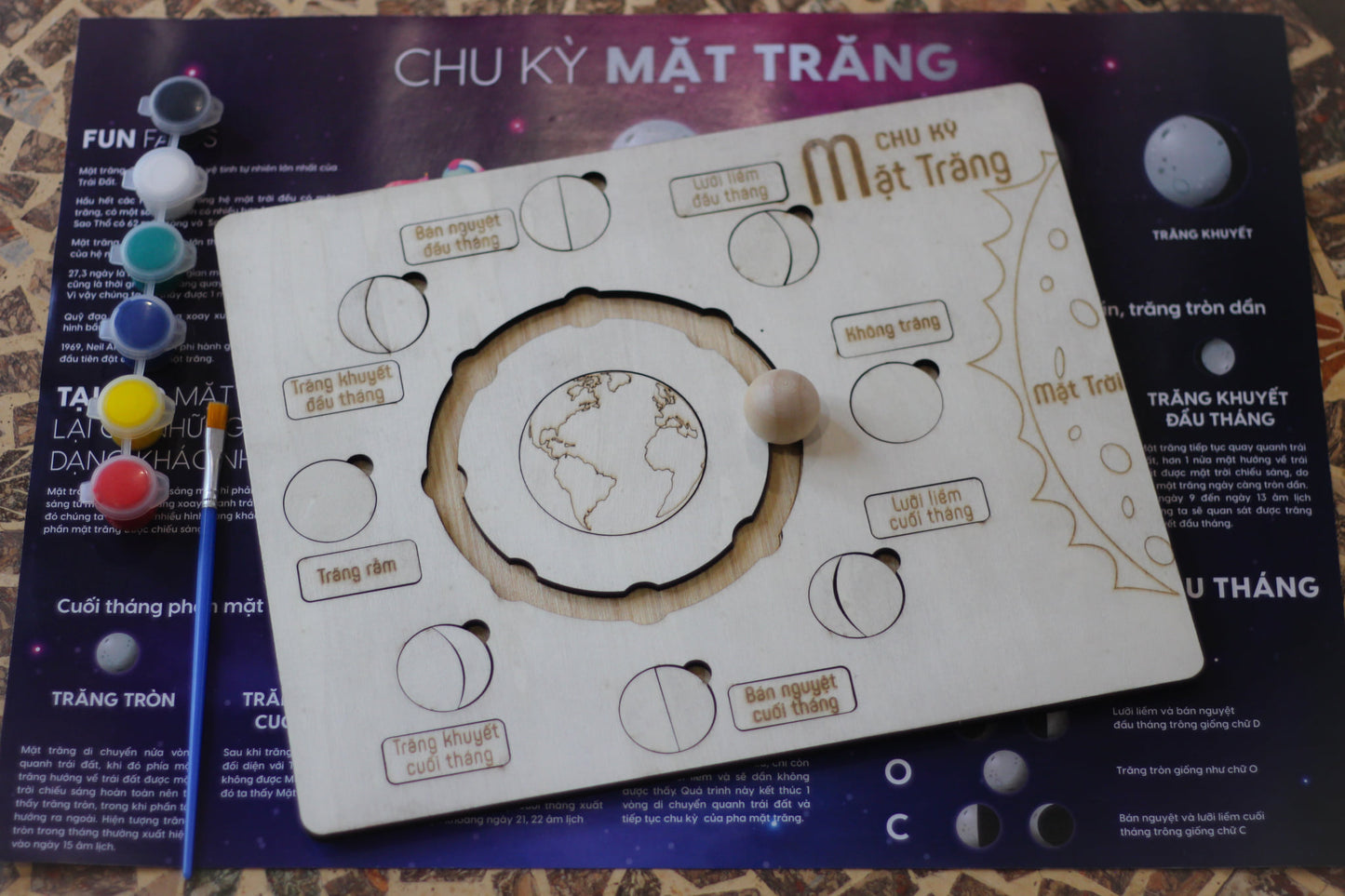 Moon Phases Wooden Puzzle | Trò Chơi Ghép Hình Chu Kỳ Mặt Trăng