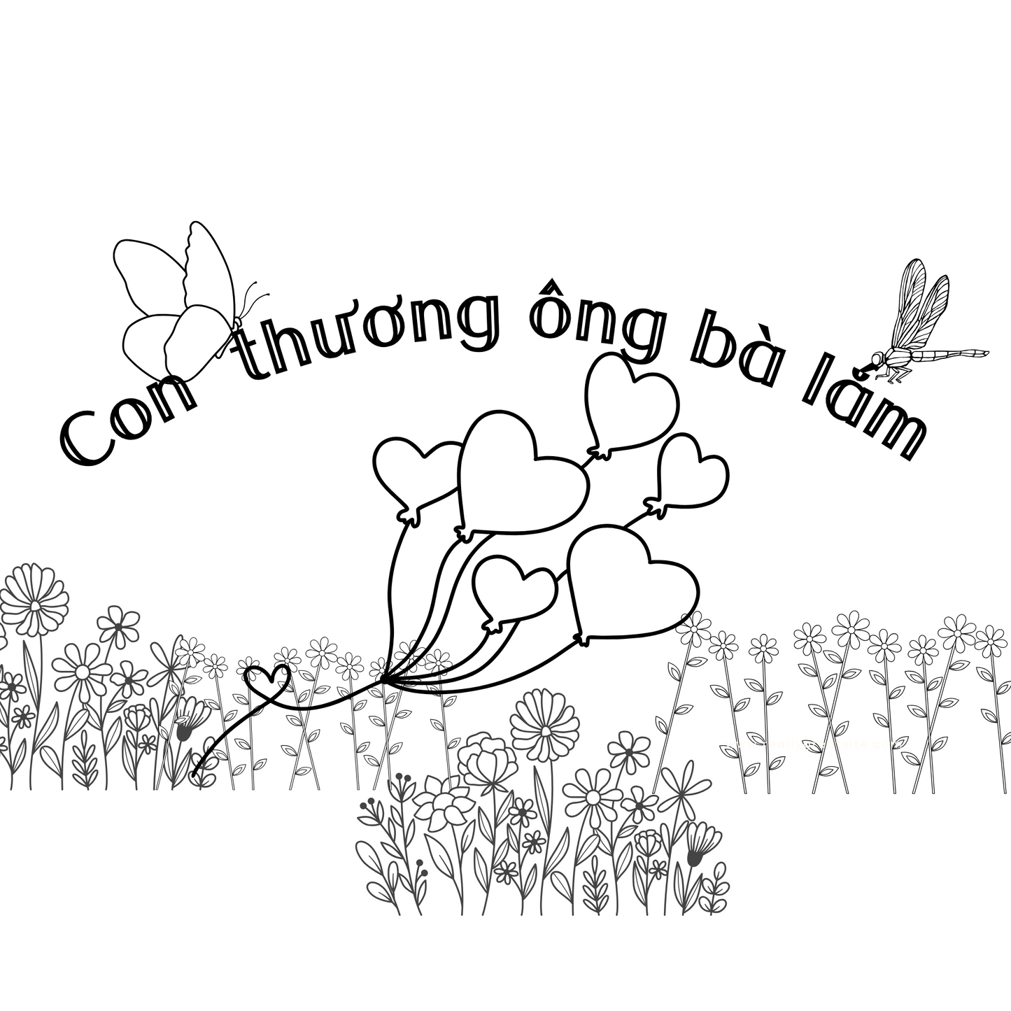 Coloring page for grandparents | Tô màu tranh tặng ông bà