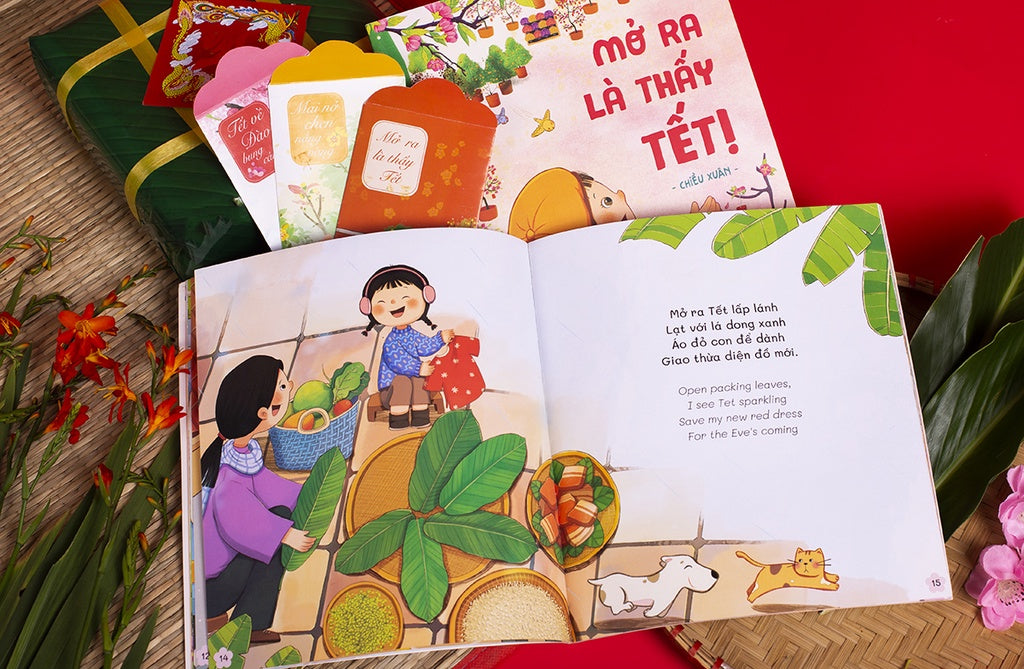 Bilingual set: Open to See Tet (North Vietnam) | Set Mở ra là thấy Tết (Tết hồng đào miền Bắc)
