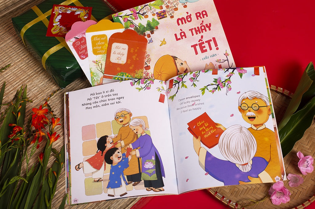 Bilingual set: Open to See Tet (North Vietnam) | Set Mở ra là thấy Tết (Tết hồng đào miền Bắc)