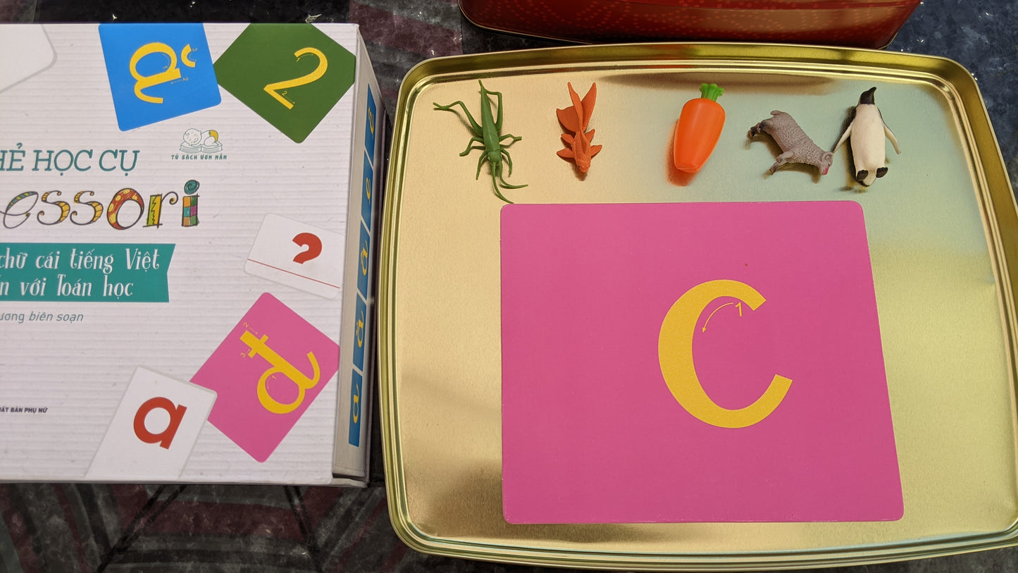 Hộp Thẻ Học Cụ Montessori: Làm Quen Với Chữ Cái Tiếng Việt - Bước Đầu Đến Với Toán Học (Vietnamese Montessori sand letters + numbers learning box)