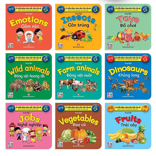 Bilingual First Picture Dictionary Boxset - 9 books | Hộp Từ Điển Bằng Hình Đầu Tiên Của Bé Song Ngữ Anh- Việt